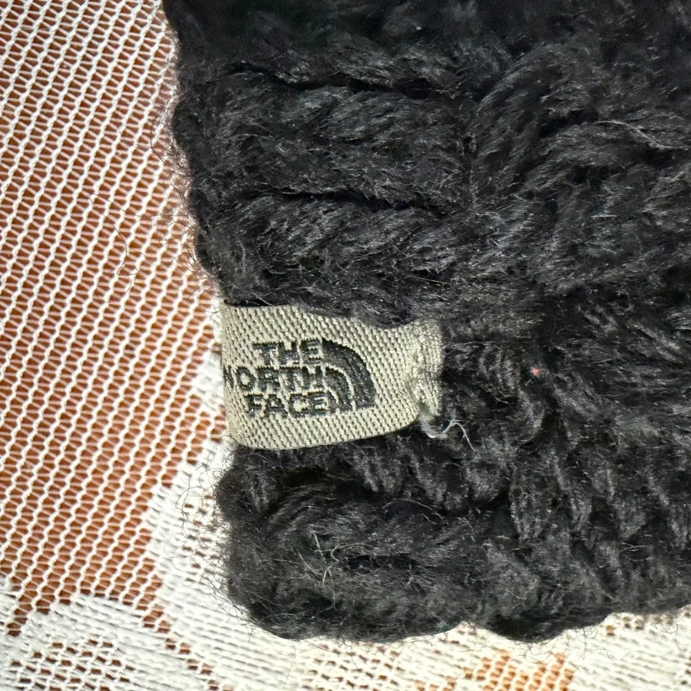 The North Face Beanie Unisex One Size Black Excellent Cable Knit Wool Blend
